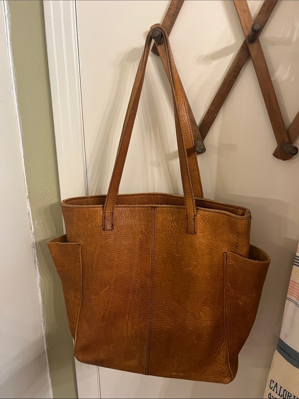 Duluth Trading Co. Tote Bag in Cognac Brown - genuine leather